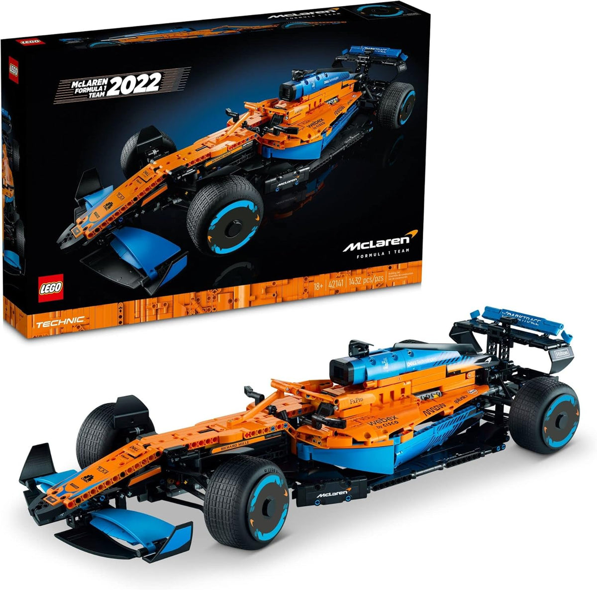 LEGO 42141 Technic McLaren Formula 1 2022 Replica Race Car Model Building Kit - image 8