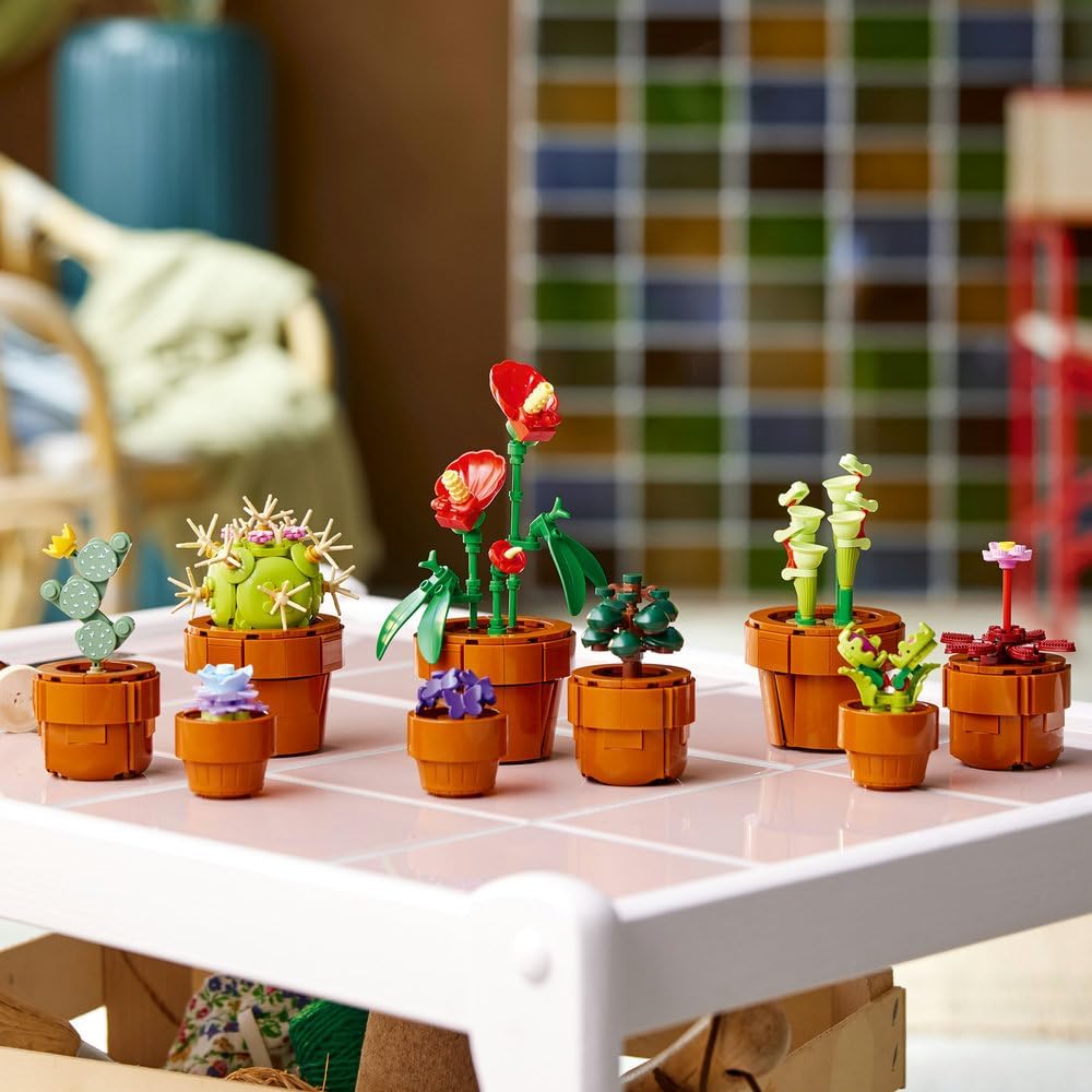 LEGO Botanicals Tiny Plants - 9 Potted Artificial Flowers Set for Indoors incl. Faux Cactuses & Red... - image 3