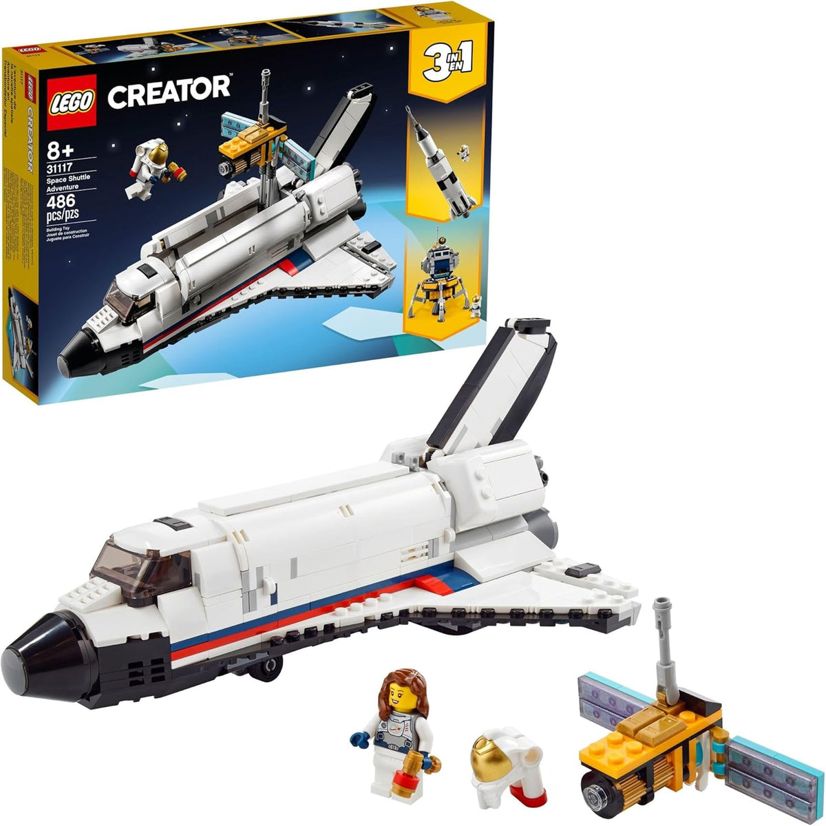 LEGO Creator 3in1 Space Shuttle Adventure 31117 Building Kit; Cool Toys for Kids Who Love Rockets... - image 1