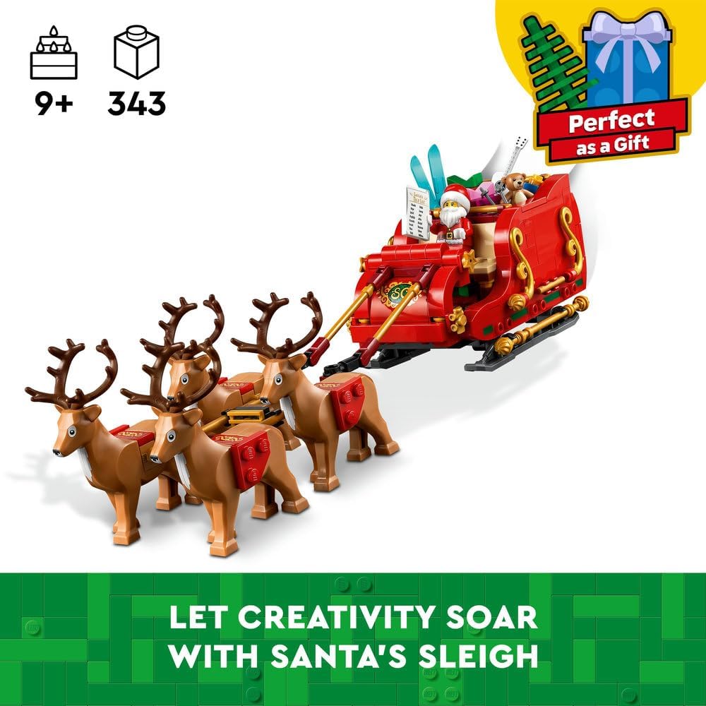 LEGO Santa’s Sleigh - Building Toy w/ 4 Reindeer Figures, a Santa Claus Minifigure and Toy Gifts - image 3