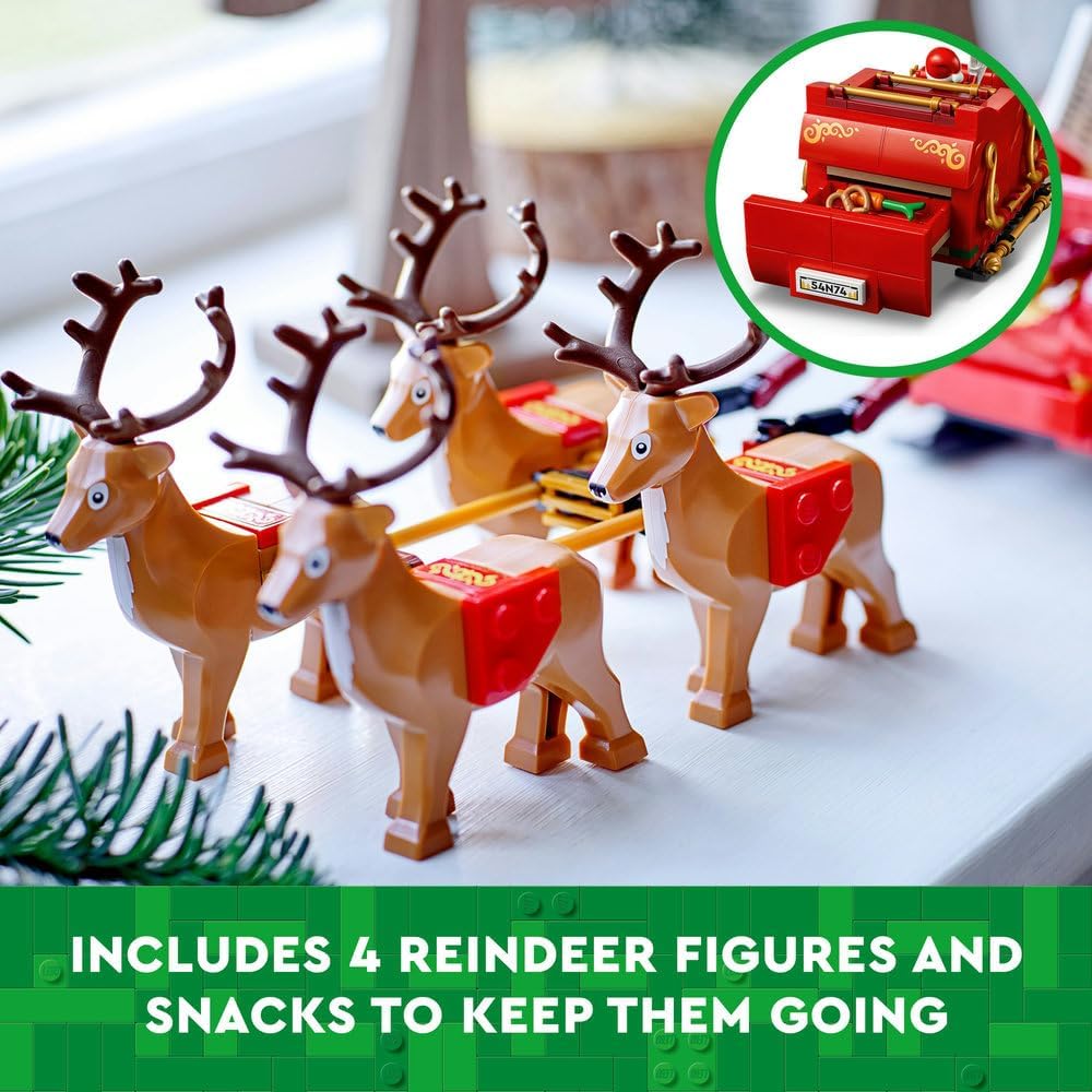 LEGO Santa’s Sleigh - Building Toy w/ 4 Reindeer Figures, a Santa Claus Minifigure and Toy Gifts - image 5
