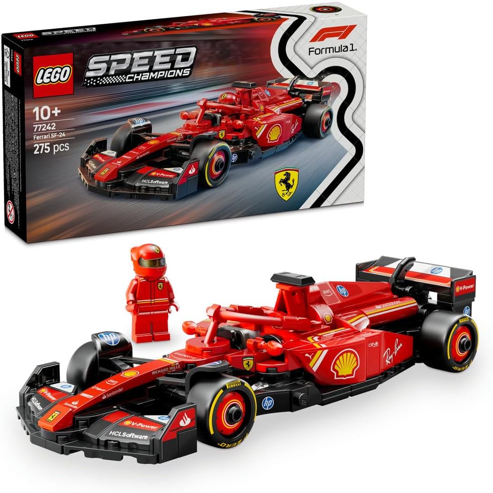 LEGO Speed Champions Ferrari SF-24 F1 Race Car Toy with a Collectible Formula 1 Driver Minifigure - image 1
