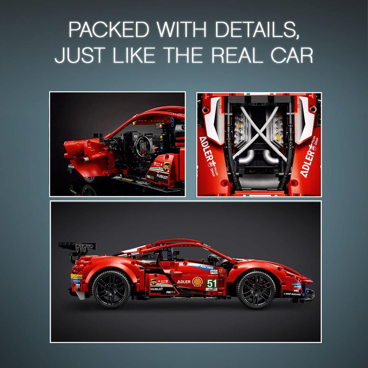 LEGO Technic Ferrari 488 GTE “AF Corse #51” 42125 Building Blocks Toy Car Set (1 - image 6