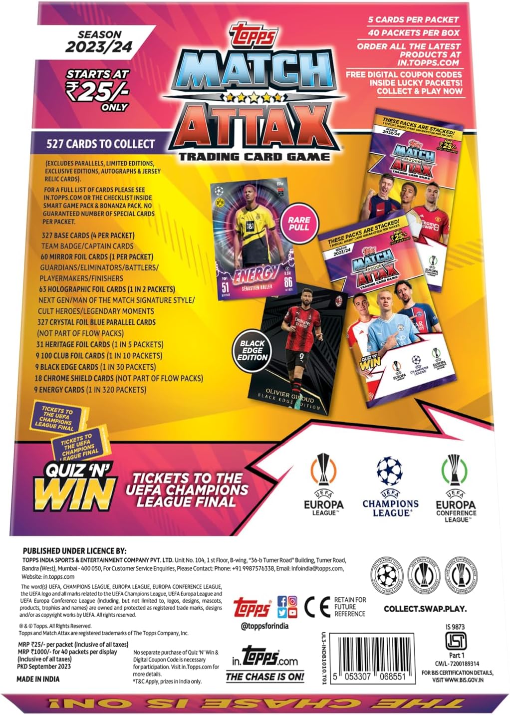 Topps UEFA Champions League Match Attax 23/24 Trading and Collectible Card Game(Flow Pack- Pack of... - image 2